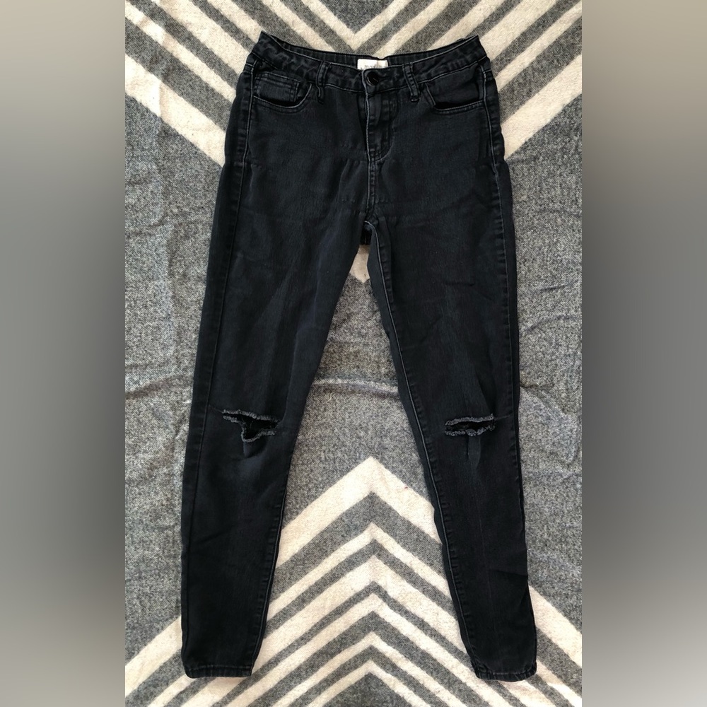 FADED Mono B Distressed Black Stretch Jeans Size 5